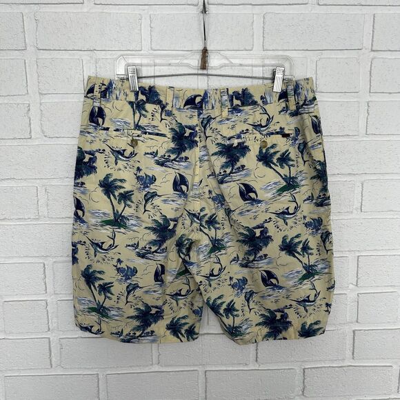 CHAPS Shorts All Over Print Marlins Boats Palm Trees Yellow Mens 36 Hawaiian - Picture 4 of 8